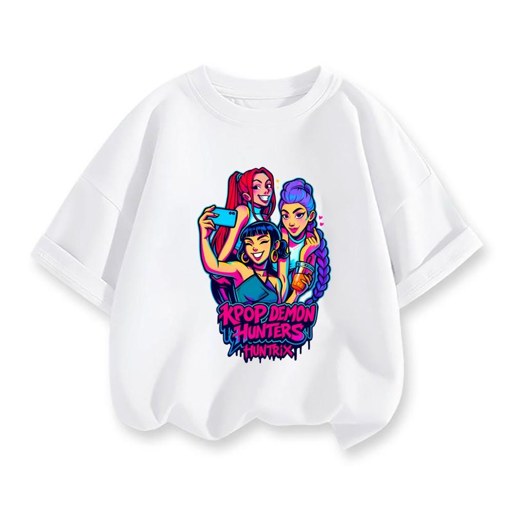Модная детская футболка в стиле K-Pop «Охотники на демонов» — забавный подарок для фанатов. Футболка K-Pop «Охотники на демонов». Стильная футболка для девочек, летний топ.