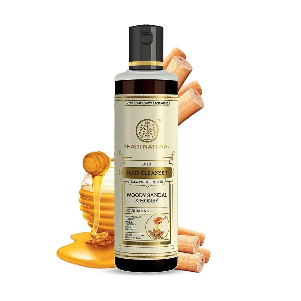 KHADI NATURAL Очищающее средство для волос «Древесный сандал и мед», 210 мл