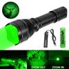 500 Yards Zoomable Flashlight Red/Green/White Hunting Torch 1 Mode High+Remote Pressure Switch+Rifle Scope Mount+18650+Charger