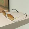 Безободковые овальные солнцезащитные очки Мужские Новая мода Градиентные Уличные Повседневные Очки Женские Трендовый Дизайн Бренда Декор Солнцезащитные Очки