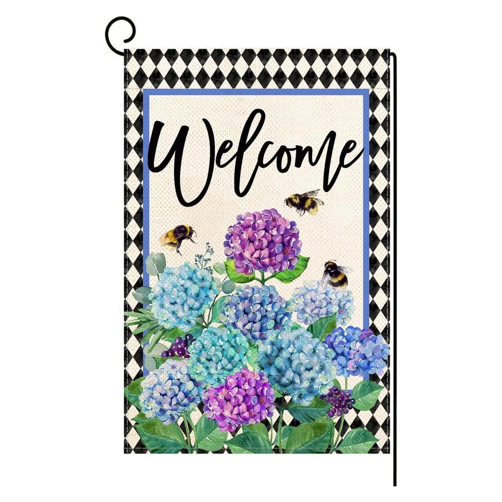 Лавандовые садовые флаги 12x18 дюймов двухсторонние наружные, весенние цветы приветственный знак праздничные украшения для двора на открытом воздухе