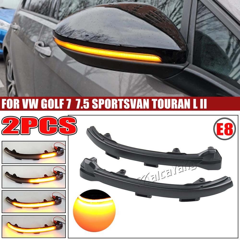 For VW Volkswagen Golf 7 Jetta MK7 19 VII MK7 Golf 7.5 GTI R Touran LED Dynamic Turn Signal Blinker Side Mirror Indicator LightTurn Signal 2