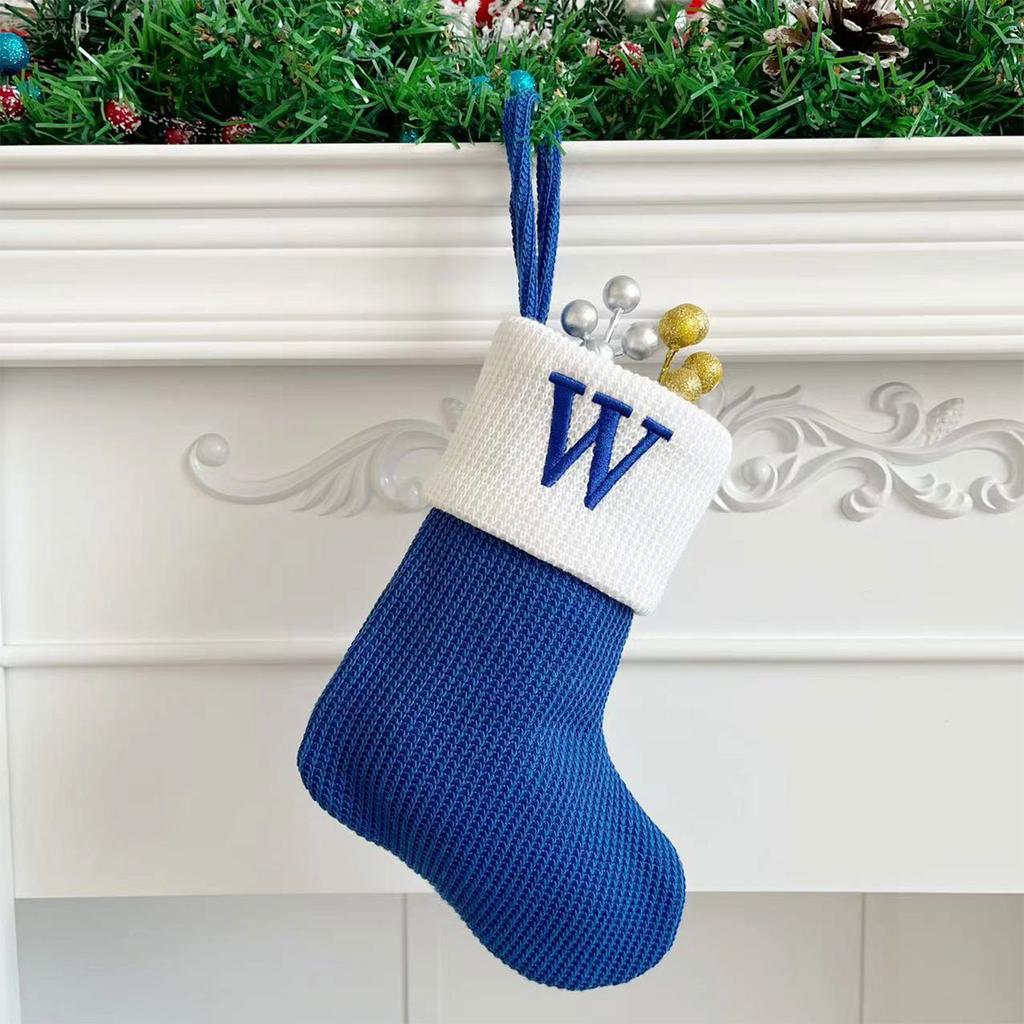 Christmas Stockings Small Embroidered Letter Knitted Xmas Hanging Stocking Decorations Christmas Party Decor