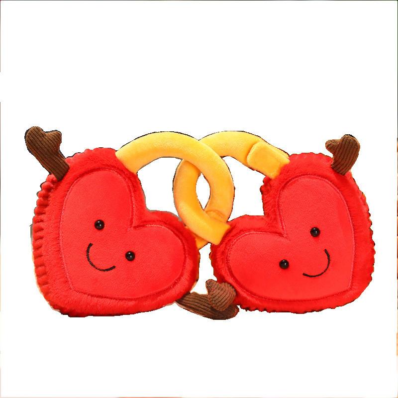 Heart Lock Themed Plush Couple Dolls For Valentines Day Decoration