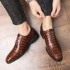 Деловые кожаные туфли мужские оксфорды на шнуровке мужские рабочие офисные туфли классические толстые подошвы с острым носком дизайнерские мужские повседневные туфли