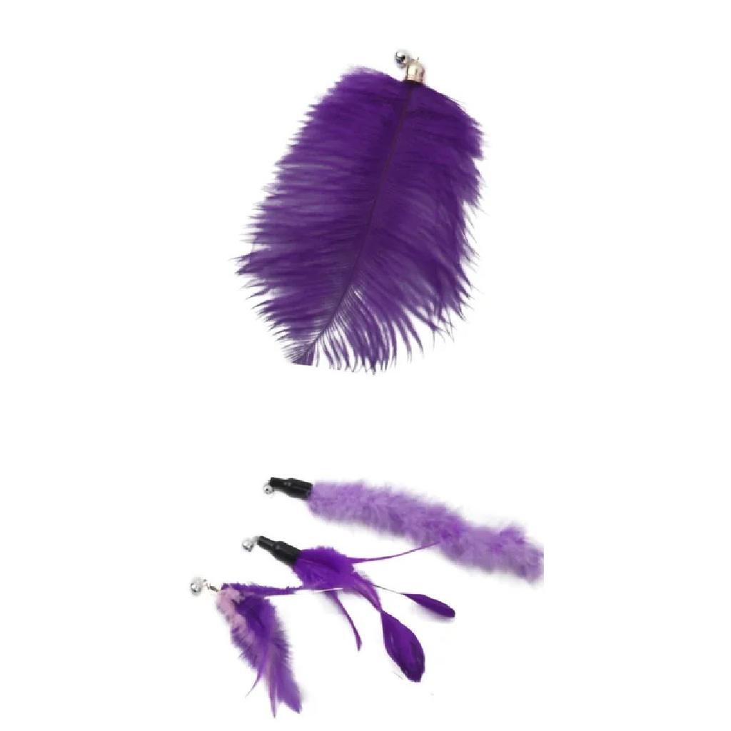Cat Feather Toy 8PC Replacement Cat Stick With Bell Cat Feather Teaser Wand Pet Kitten Interactive Toy Retractable Fishing Road