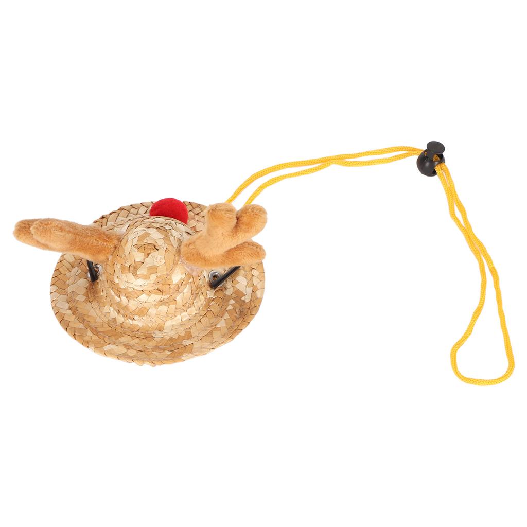 Шляпа бородатого дракона в форме рогов лося с регулируемой пряжкой на ремне для маленьких домашних животных, соломенная шляпа для ящерицы