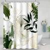 Ginkgo Leaves Shower Curtain Green Sage Leaf Gold Plant Watercolor Abstract Bath Curtain Waterproof Fabric Modern Aesthetic