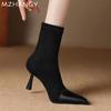 Fashion Women Pointed Toe Stilettos Ankle Boots Leather Elegant Pumps Shoes Woman 2025 Trend Winter Fashion Party Chelsea Boots Mujer