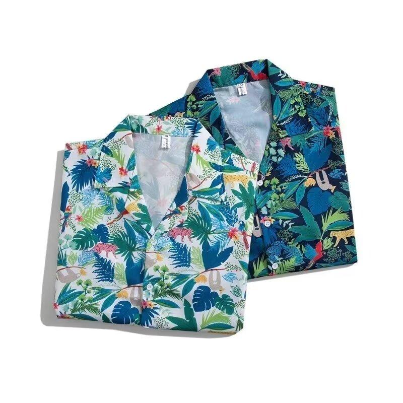 Мужская рубашка в стиле ретро, ​​мужской летний наряд, студенческий свободный крой, нишевый дизайн, повседневный мужской топ, верхняя одежда, пляжный топ