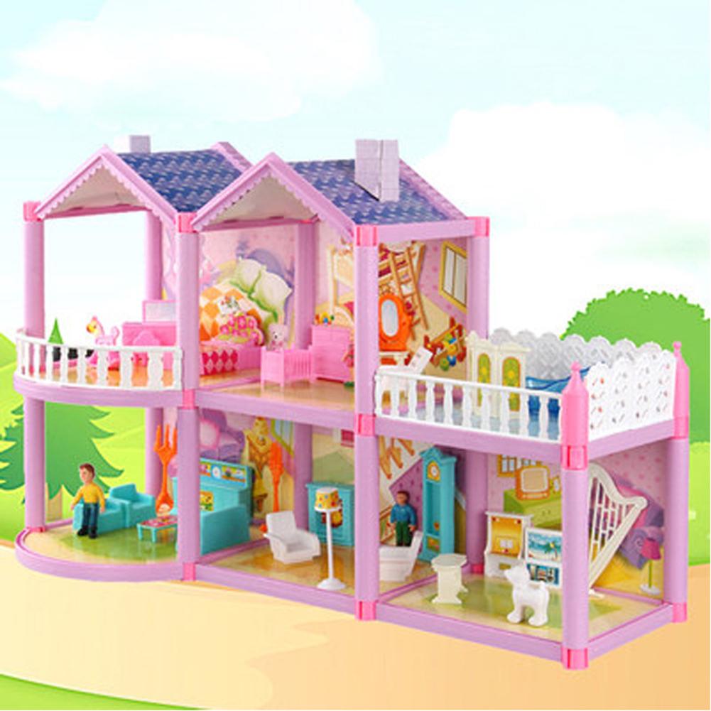 Dollhouse Villa DIY Assembled House Sweet Castle Model Simulation Playset Toys Set
