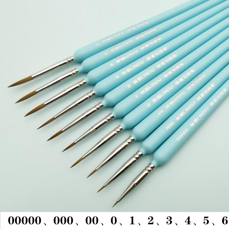 10 Pcs Weasel Hair Fine Detail Brushwork Brushes Artist Hand Painting Fineline PaintBrush Set for Oil Watercolor Gouache Acrylic Painting Stroke