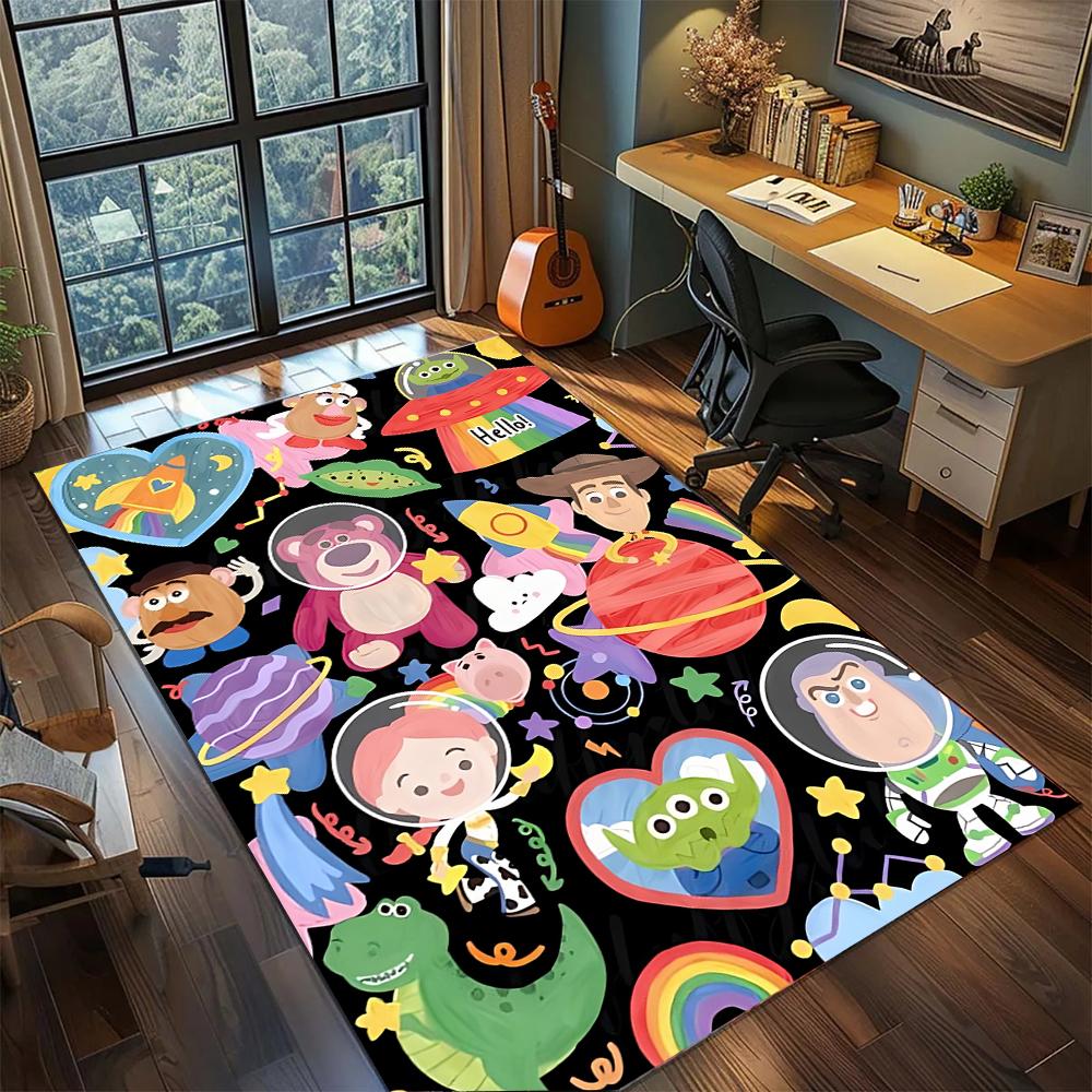 Cute Toy Story Alien Pizza Planet Lotso Bear Rug Carpet Large Area Rug Non Slip Washable Floor Mat Gamer Room Bedroom Home Decor