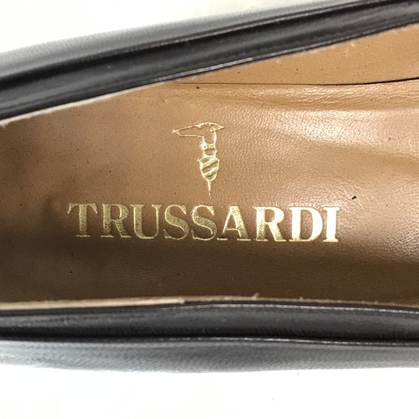 Сделано в Японии TRUSSARDI Высококачественная кожа Туфли-лодочки на низком каблуке 23.5 Темно-коричневый(ИСПОЛЬЗОВАЛ)