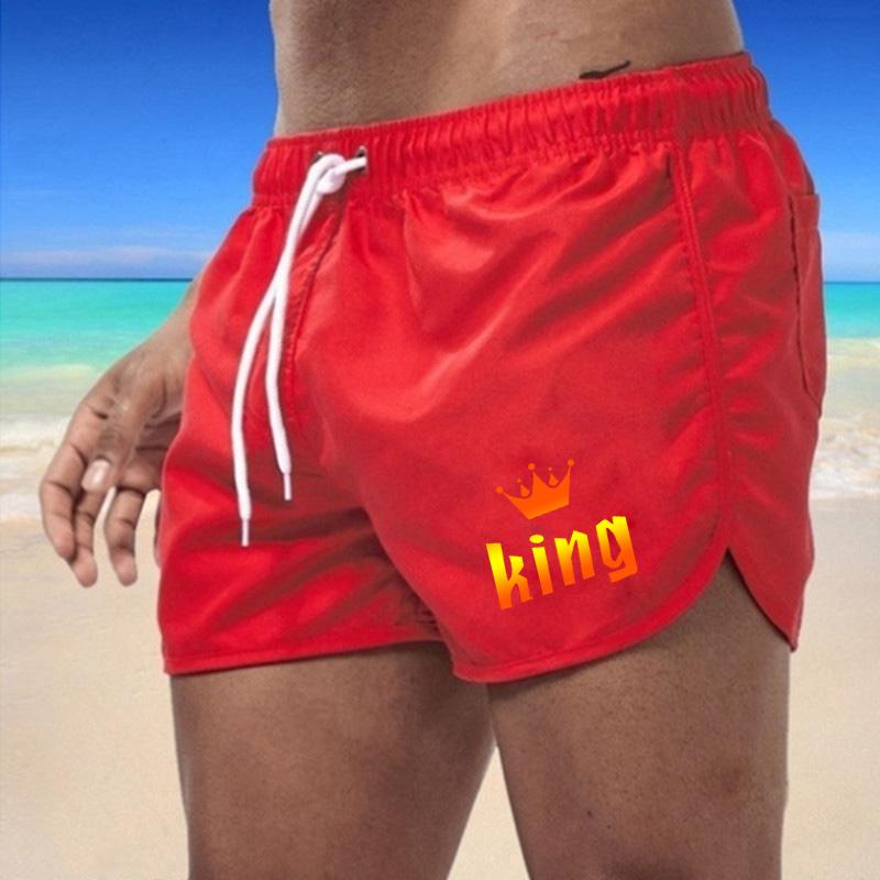 Летние новые мужские быстросохнущие плавки 2025 года, спортивные штаны, купальный костюм, пляжные шорты, шорты для бега с принтом «Королевская корона»
