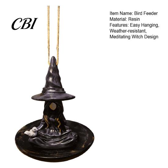 Resin Bird Feeder Meditating Witch Feeder, Outdoor Hanging Shaped Waterproof for Garden Decoration