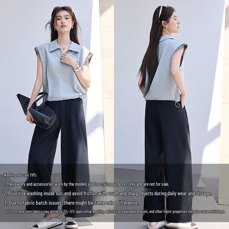 VICTORIA&VERA Женская клетчатая футболка с воротником для поездок на работу