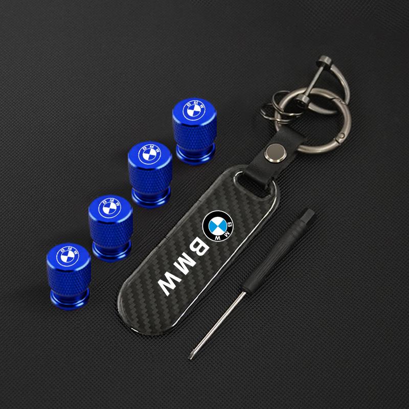 Carbon fiber Tire Valve Stems Cap Keychain Style Wheel Air Valve Cover For BMW X1 X2 X3 X4 X5 X6 X7 GT E53 E70 E71 F25 E84 M