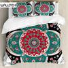 Mandala Duvet Cover Set Boho Lotus Flower Microcosm Motif Unique Retro Green Theme Double Queen King Size Polyester Qulit Cover