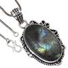 Pendant Shiney Labradorite Gemstone Valentine'Day Gift Silver Jewelry 2.25"