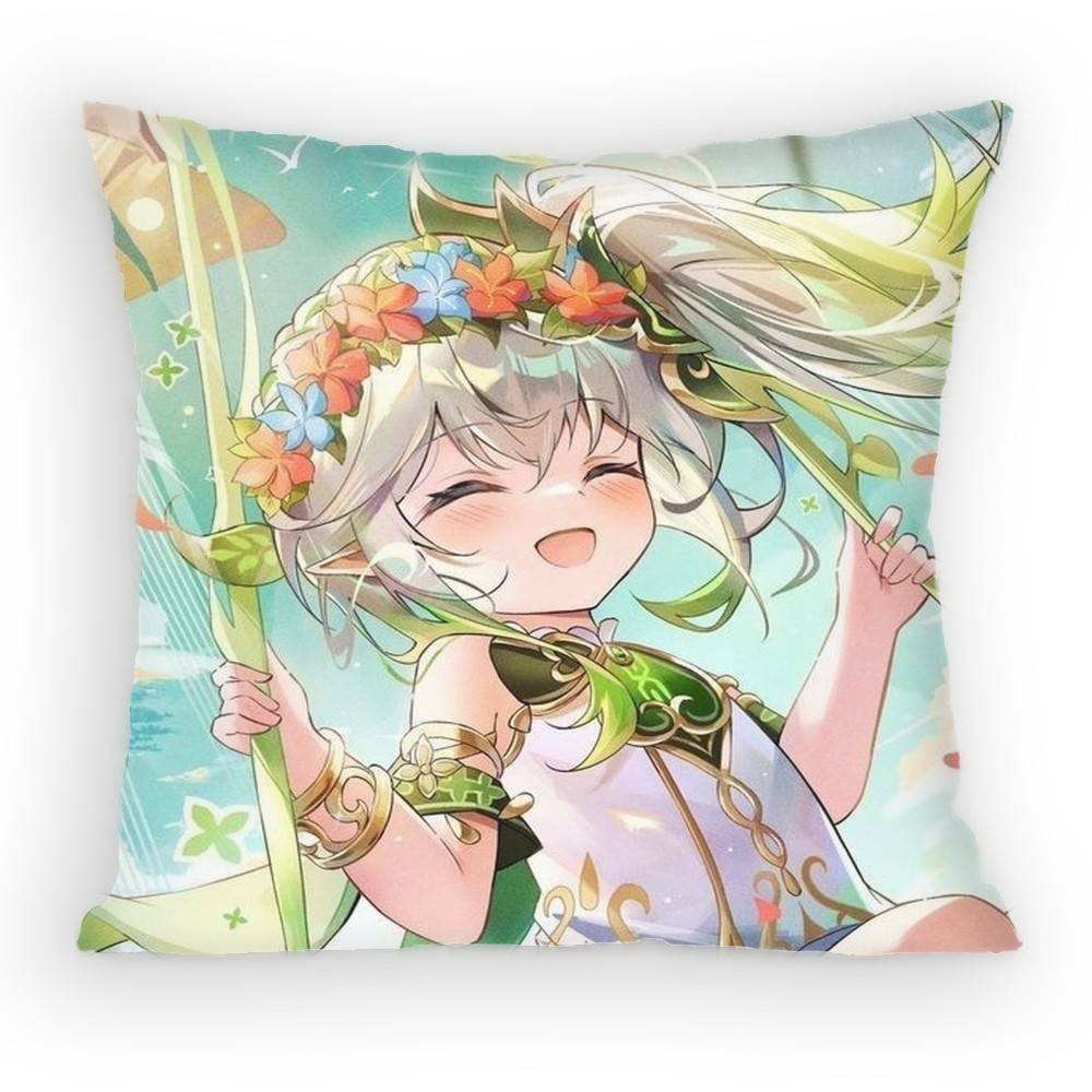 Lesser Lord Kusanali Nahida Pillow Case Antidustmite Pillowcase Invisible zipper silky short plush Sofa cushion cover