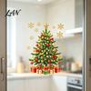 Seasonal Storefront Displays Christmas Window Clings, Cute Santa Claus Snowman Xmas Tree Stickers, Clings Winter PVC Static Glass Decal for