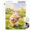DIY 3D Pearl Diamond Painting Art Set Cute Sheep Playing Guitar Meadow Landscape Home Decor Art Set Wall Art