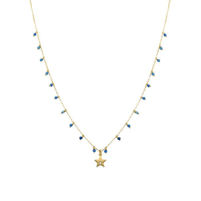 Collier Luxenter en argent 925 avec cristal bleu foncé et finition en or jaune 18K - Zysuo