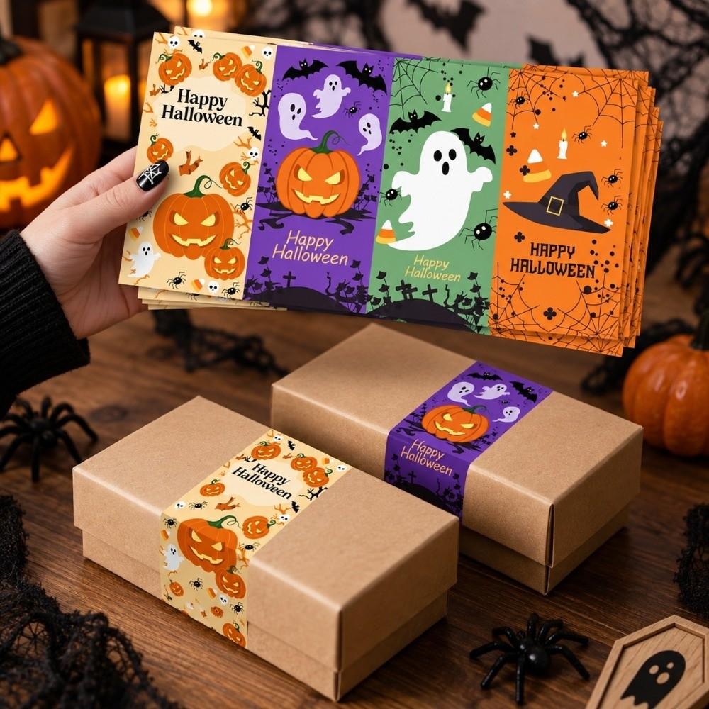 10 Pack Self-Adhesive Box Wrapping Sticker Halloween Gift Packaging Labels Home Crafts