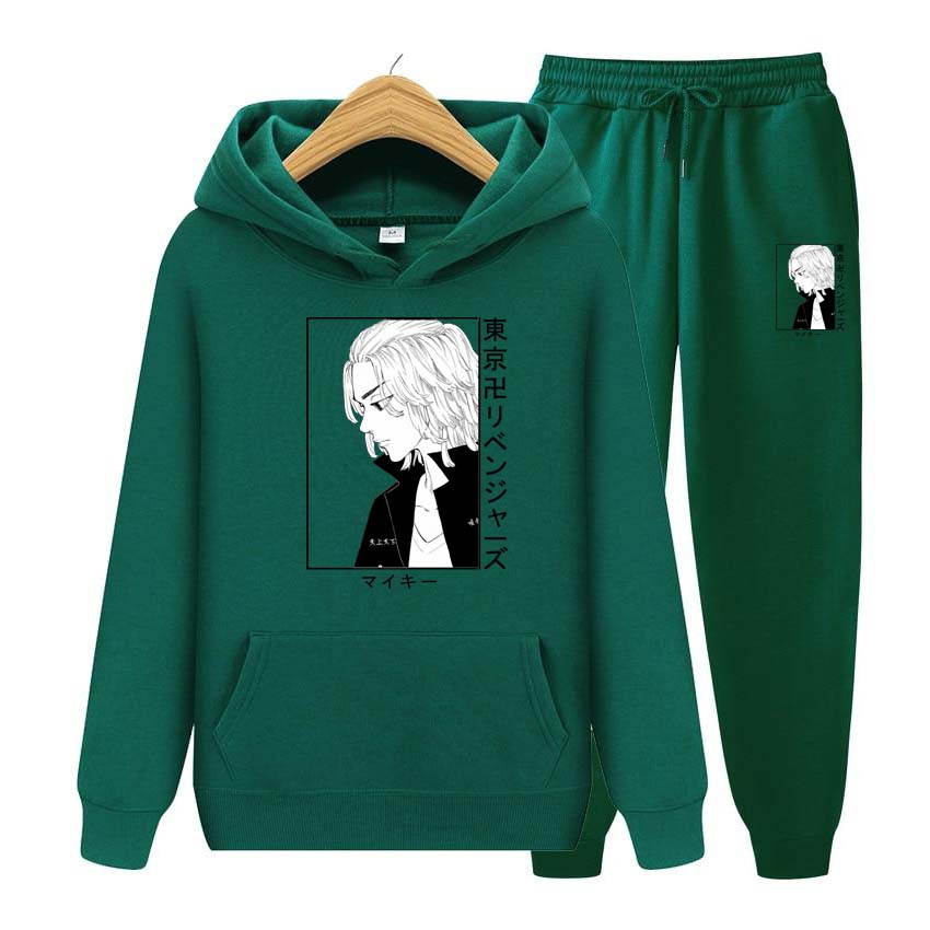 Мужские и женские толстовки с принтом аниме, спортивные костюмы, толстовки с капюшоном для бега, брюки, комплект из двух предметов, брюки, толстая теплая одежда для мужчин