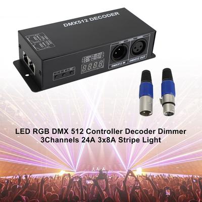 Светодиодный RGB DMX 512 Контроллер Декодер Диммер 3 Канала 24А 3x8А Полоса Света