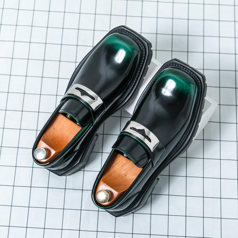 Foreign Trade Korean Version Spring Platform Business Loafers Men's Fashion Glossy Leather Shoes British Open Smile Foot Men's Shoes