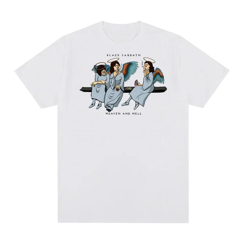 Black Sabbath "Heaven and Hell" Ангельская группа Члены Винтажная стираная футболка Heavy Metal, Унисекс Рок Уличная футболка, 100% Хлопок Повседневная футболка с коротким рукавом