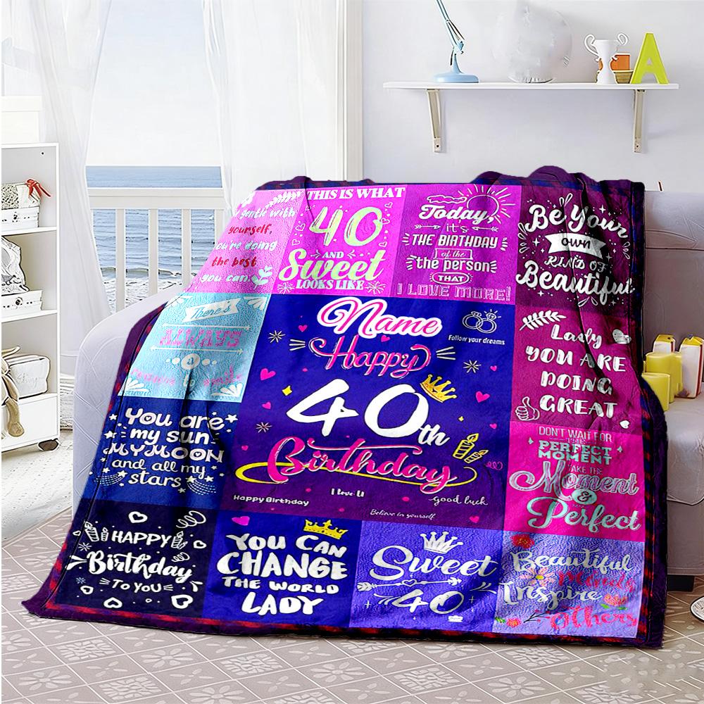 Birthday Customize Your Name Blanket Throw Customizable Blanket Durable Comfort Perfect for Office Bedding Sofa Seaside Four Seasons Universal