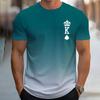 Men's Gradient Color Letter K Pattern Printed T-shirt Casual Short Sleeved Round Neck T-shirt