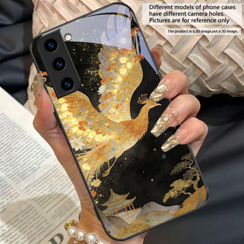 Потрясающая картинка Феникса для Samsung Galaxy S25+ S24+ S26 Ultra S25 Edge S24 FE S23 S22 S21 S20 Plus Черный Стеклянный Чехол для Телефона
