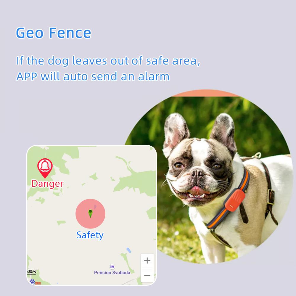 Pet Tracker GPS Waterproof Electronic Fence Dog Collar Lost Prevention Multiple Positioning Modes 90-Day Trajectory Storage Durable Collar