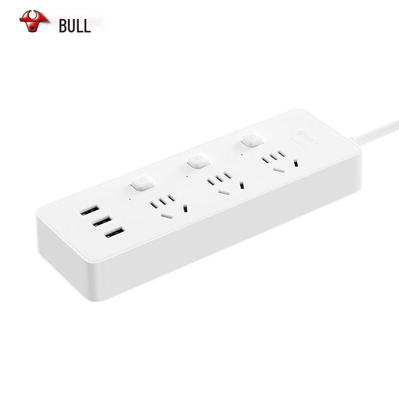 BULL USB Power Strip with 3 Outlets and 3 USB Ports CN plug (adapter included)