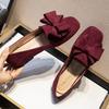Fashion 2025 Spring Bowknot Flats Women Square Toe Ballerinas OL Ladies Office Dress Ballets Shoes Soft Velour Moccasines Femmes Loafers