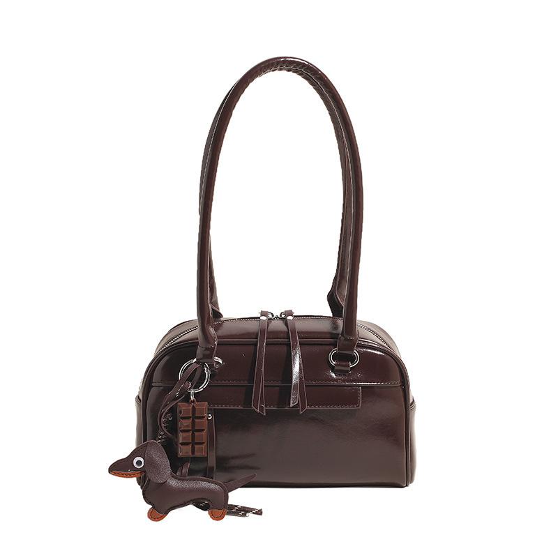 Трендовая нишевая сумка подмышкой, женская сумка для поездок на работу 2024 года, новая простая ретро-сумка для боулинга, универсальная сумка через плечо