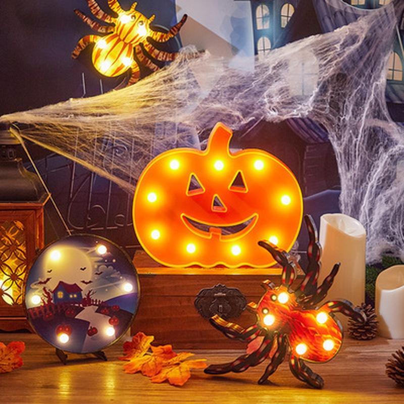 Ужас Хэллоуин Тыква Украшение Призрак Летучая Мышь Паук Светодиодный Ночник Праздничный Бар Домашняя Вечеринка Украшения Реквизит Украшения Хэллоуина