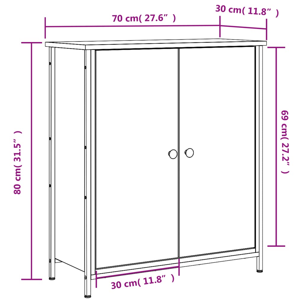 Sideboard Sonoma Oak 70 x 30 x 80 cm Particleboard
