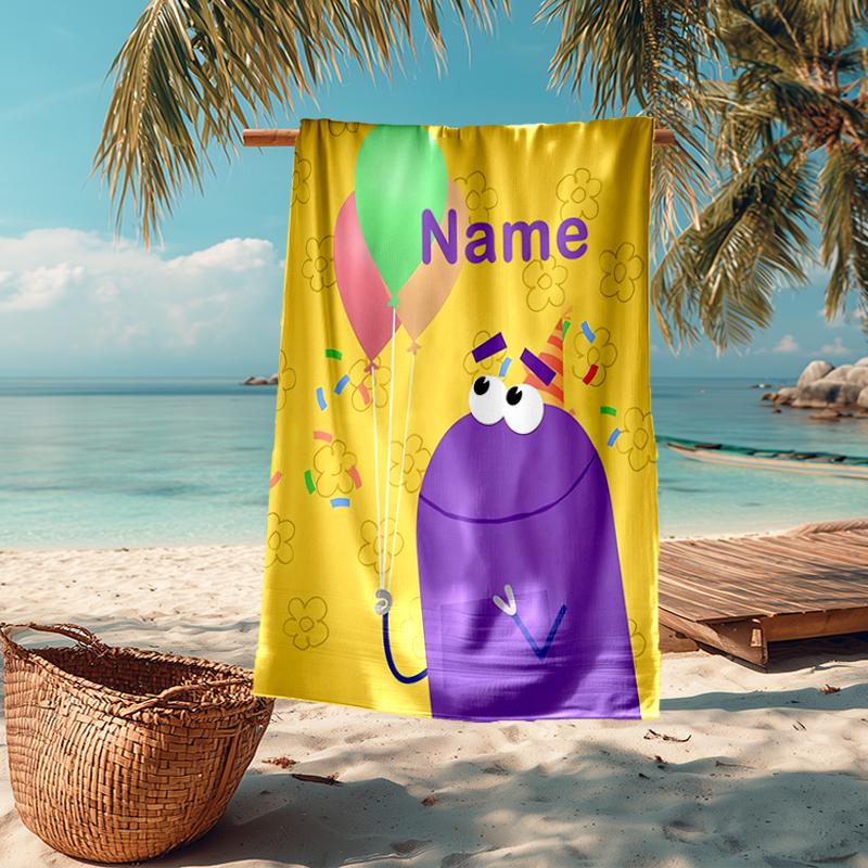 Custom Name Ultra-Soft Beach Towel with StoryBots Theme,Ideal for Pool - Camping, Diving - Perfect Travel Essential, Vibrant Beach Towel.