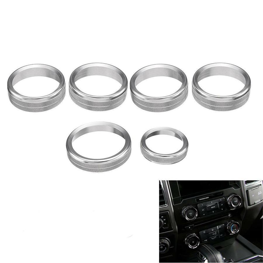 New 6x For 16-18 Ford F150 Air Conditioner Audio Switch Knob Ring Cover Trim Silver