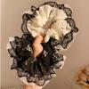 Lace Ruffle Scrunchie: Women's High-Elasticity, Durable Hair Tie for Versatile Bun Hairstyles.