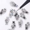 10Pcs/set Metal Nail Charms Halloween Skeleton Nail Rhinestones Manicure Ornaments Skull Palm Skeleton Hand Nail Decorations