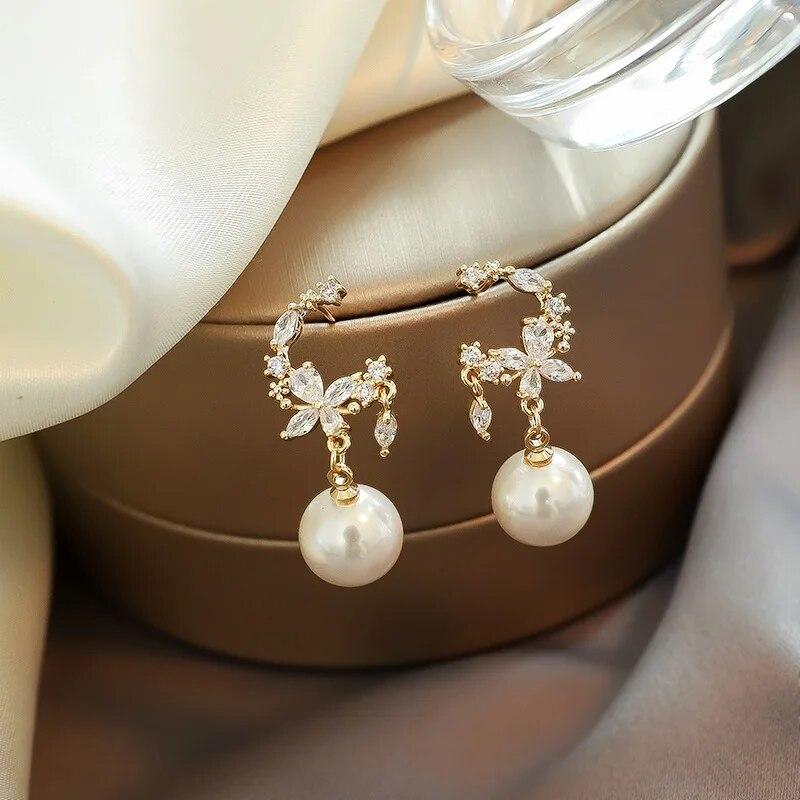 BLINGBAY женские изысканные серьги-гвоздики с цветочным цирконом женские серьги-гвоздики с геометрическим узором в форме листьев и стразами для девочек вечерние украшения на день рождения, Рождество, подарок