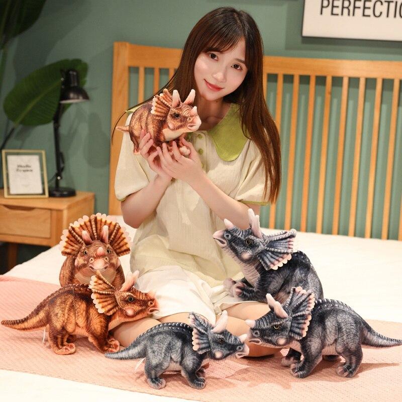 Triceratops Plush Life Toys Real Simulation Dinosaur Dolls Stuffed Soft Dino Pillow Birthday Xmas Gift For Children Kids