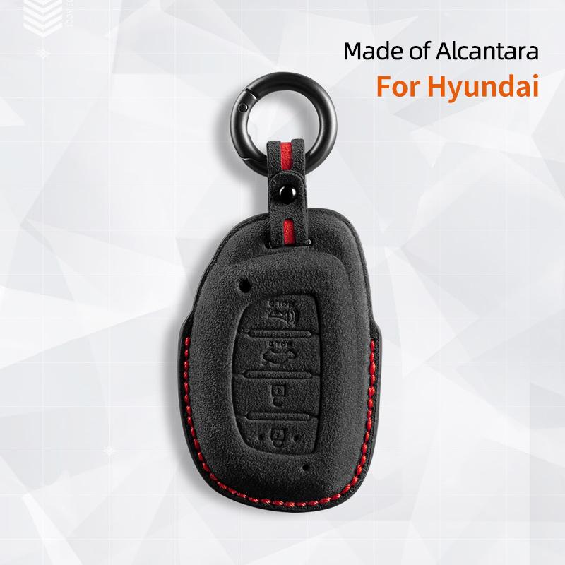 For Hyundai Tucson Santa Fe Rena Sonata Elantra Creta I10 I30 I40 Accessories 4 Button Suede Car Smart Key Case Cover Shell
