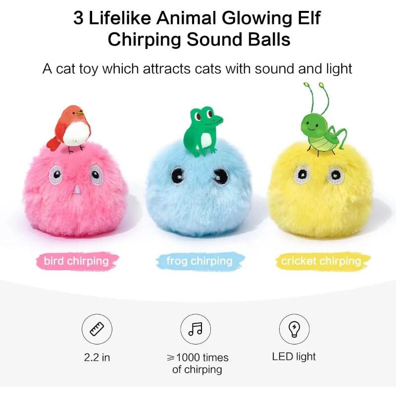 Interactive Ball Smart Toy for Cats Plush Electric Catnip Training Toy Kitten Touch Sounding Pet Product Squeak Toy Ball